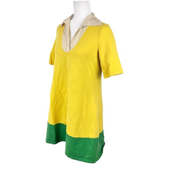 Every Body Every Wear Shirt Dress Women Large Yellow Collared Short Sleeve ALine - Picture 2 of 13